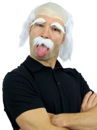 WIG ME UP - 3893 -P68 Fasching Karneval Halloween Perücke Bart Augenbrauen Einstein Opa Alter Kauz Mad Scientist Wissenschaftler