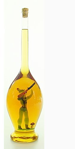 Carafe, bouteille en verre clair, decanter en cristal transparent souffle a la bouche avec un chasseur de verre coloré à l'intérieur à remplir la bouteille avec fermeture capacité 0,5 litres hauteur environ 30 cm,