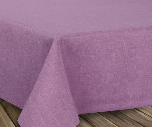 BEAUTEX Tischdecke Leinenoptik wasserabweisend & fleckenabweisend, bügelfrei und Lotuseffekt, Tischtuch für Küche, Esszimmer, Balkon, Garten & Gastronomie, (Eckig 130x260 cm, Helllila)