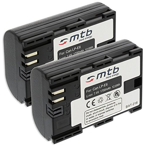 2X Akku LP-E6 für Canon EOS 5D Mark II, 5D Mark III, 6D, 7D, 60D, 60Da -mit Infochip-