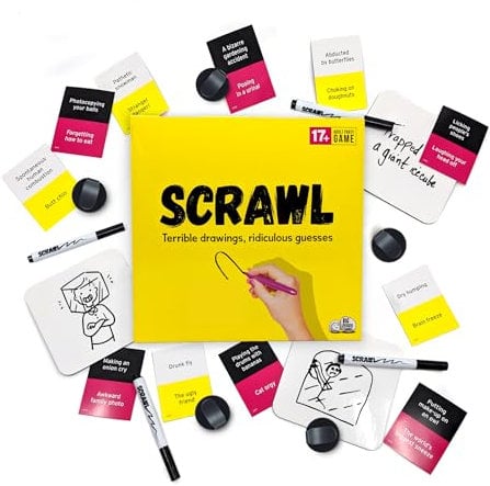 Scrawl Adult Board Game | Terrible Drawings and Ridiculous Guesses | Hilarious Board Game for Adults