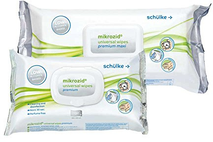 Schülke Microzid Universal Wipes Premium Maxi - Toallitas desinfectantes con alcohol para superficies (25 x 25 cm, 80 unidades)