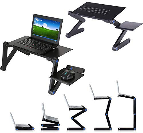 Xemz Pieghevoli Laptop Scrivania, Tavolo per Computer Portatile Pieghevole da Scrivania Divano di Supporto, Regolabile Mouse Board & Antiscivolo Baffles, la Colazione a Letto Book Holder