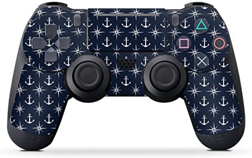 DeinDesign Skin kompatibel mit Sony Playstation 4 Pro Controller Folie Sticker Anker Seefahrer Sterne