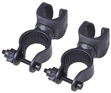 LIOOBO 2 stücke Einstellbar 360 Grad Drehbare Fahrrad Taschenlampe Klemmhalter Clip Halter Fahrradhalterung für Taschenlampe (Schwarz)