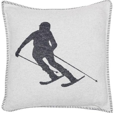 David Fussenegger Sylt Kissenhülle mit Zierstich, Skifahrer Filz 50/50