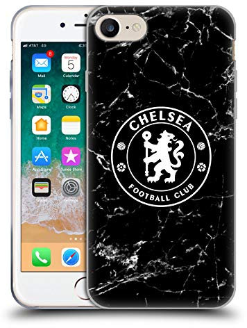 Head Case Designs Officially Licensed Chelsea Football Club Black Marble Crest Gel Case [Military Grade Protection] Compatible With Apple iPhone 7/8 / SE 2020 & 2022
