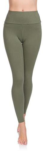 SOFTSAIL Leggings Damen High Waist Sportleggings Frauen Tummy Control Figurformende Leggins Sportleggins Sportbekleidung Sporthose Sport Yoga Pilates Fitness Gym Khaki Gr. 48