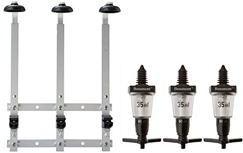 We Can Source It Ltd - Durable Black 3 × 35 ml Solo Bar Optic Spirit Measures with 3‑Bottle Wall Mount Bracket — Heavy‑Duty, Accurate Pour, For 70 cl–1 L Bottles, Compact Bar or Home Use, Fast Setup