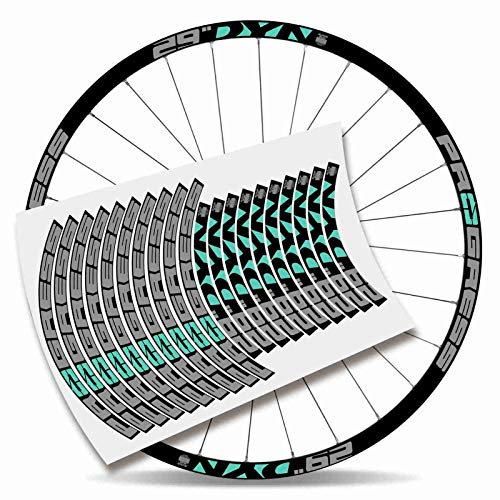 Kit adesivi bicicletta Stickers LLANTA Rim Progress DYN 29 MTB BTT B (Menta e Grigio)
