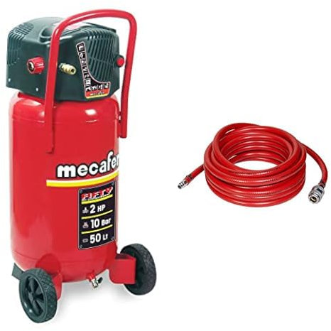 Mecafer 425090 Compresseur 50 L 2 hp fifty mecafer & 176007 Tuyau 7,5m 8x13mm pvc armé raccords rapides