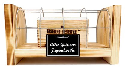 Jugendweihe Geld Geschenk - Eiserne Reserve Gitterbox Geldgeschenk - lustige Geschenkidee Geldgeschenk Geld verschenken verpacken - Text s/w Alles Gute zur Jugendweihe