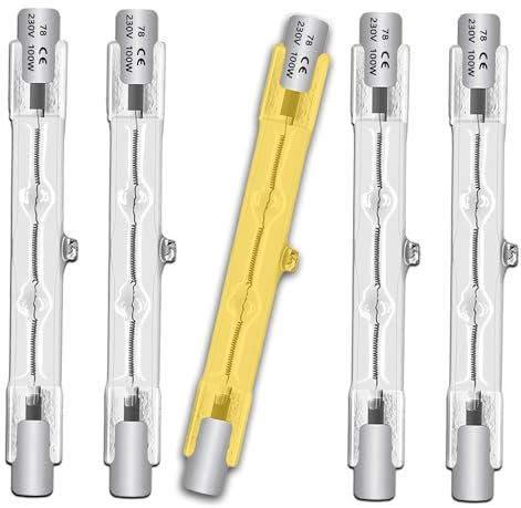 Queeplo 5 Stück R7S Halogen Leuchtmittel 100W 230V Dimmbar Warmweiß,78mm R7S Halogenstab