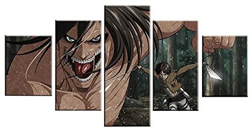 MPPSU Anime Poster Moderne Bilder Auf Leinwand Mehrteilige 5 Teiliges Wandbild Gemälde Set Schlafzimmer Wohnzimmer Küchenbilder Jugendzimmer Deko Mit Rahmen 100 * 50cm