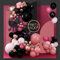 PartyWoo 140 Stück Rosa Luftballon Girlande, Schwarzer und Pink-Ballon Girlande mit Roségoldene 4D-Ballons, Staubige Rose Metallic-Luftballons für Geburtstag, Hochzeit, Junggesellinnenparty