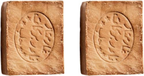 2x Original Aleppo Seife 80%/20% - mit Olivenöl 80% Lorbeeröl 20% fürs Haar Gesicht & Körper - 100% Naturprodukt Vegane – Alepposeife Olivenölseife Handarbeit 400g - Plastikfreie Verpackung
