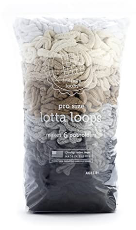 friendly loom | Lotta Loops - 10” PRO-Sized Neutral Themed Potholder Weaving Loops | Craft 6 Cotton Potholders