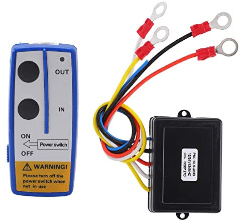 Shanrya Cabrestante inalámbrico para Casco de 12V y 24V, Mando a Distancia portátil de Alta Resistencia de 75 pies con luz para camión, Jeep, ATV y SUV Azul