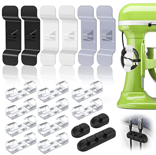 JNWYH 19 Stk Kabelhalter Set, Selbstklebend Kabel Organizer Heißluftfritteuse, Mikrowelle, Reiskocher, Kaffeemaschine, Mixer, Saftpresse(3 Stile)