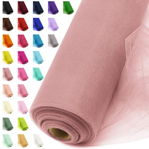 Rouleaux de tulle de 137,2 cm et 20 m (18,2 m) - Doux et drapé pour décoration de mariage, fête prénatale, jupe tutu, emballage cadeau, grand rouleau de polyester continu (rose poudré)