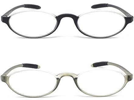 Mcoorn Lesebrille Oval Flexibel für Damen Herren, Lesehilfe Retro Halbrand Oben Mit Etui, Dioptrien +2,25