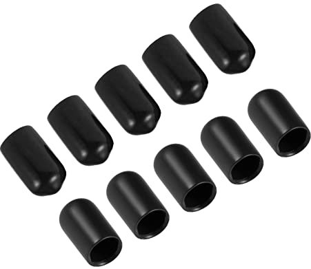 QUARKZMAN 7mm Tornillo Rosca Protectores x 50uds Flexible Impermeable Goma Extremo Tapas para Muebles y Cocina e Industria, Negro