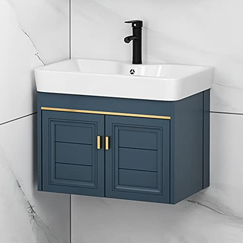 Lavamanos Pequeño,Muebles Baño con Lavabo,Lavabo de Pared para Lavabo Pequeño Rectangular de Cerámica,Small Lavabo Ahorro de Espacio,con Mueble de Almacenamiento,para Exterior/Interior (Size : 58x36x