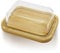 Iceten Beurrier rectangulaire en verre avec couvercle en bambou Transparent