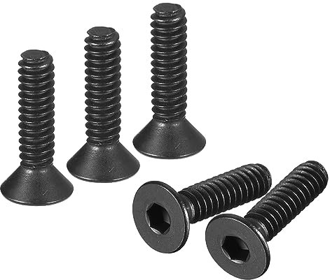 QUARKZMAN #10-24x3/4 Plat Tête Douille Capuchon Vis, 10,9 Qualité Carbone Acier Hex Fraisée Plat Vis Boulons Machine Fixations, Entièrement Fileté, Noir Oxyde, 20pcs