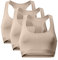 DANISH ENDURANCE Bralettes for Women, Non Wired Bra, Organic Cotton, Racer Back Bra, Comfort, Bras for Women Multipack, 1 or 3 Pack, Beige, L