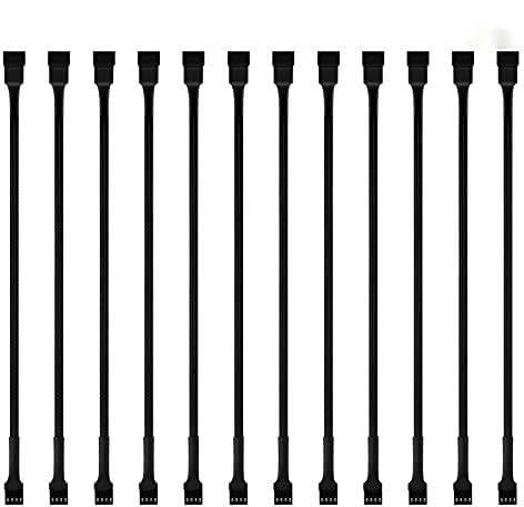 Ticeed 12 Stück 4 Pin PWM Lüfterkabel Verlängerungskabel Lüfter Verlängerungskabel Anschluss Gehäuse geflochtene Hülsen männlich auf weiblich für Lüfter für CPU Computer Gehäuse (26,5 cm)