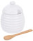 orion group WHITELINE Pot à miel Récipient en porcelaine avec couvercle et cuillère en bois 340 ml