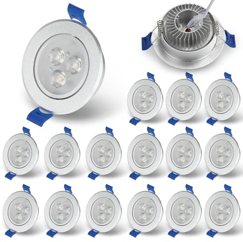 Yakimz LED Einbaustrahler 3W, 80er set LED Einbauleuchten 230V, LED Flach Decken Spot mit 30° Schwenkbar, Durchmesser des Lochs Ø60mm, Warmweiß 3000K, Deckenleuchte für Badezimmer Schlafzimmer Küche