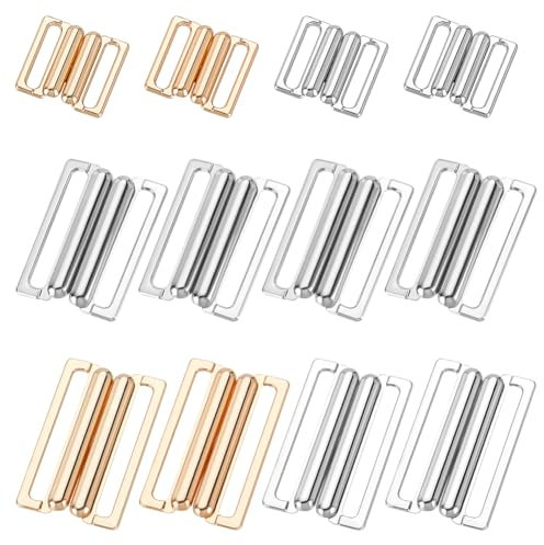 AHANDMAKER 35 Pcs Front Closing Bikini Clasp Clickers Closure, 3 Sizes Bra Hooks Replacement Clasp Fasteners Bra Button Buckle Clasps Connectors for DIY Craft Swimsuit Bra Making Lingerie Sewing