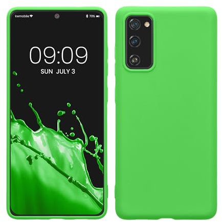 kwmobile Hülle kompatibel mit Samsung Galaxy S20 FE Hülle - weiches TPU Silikon Case - Cover geeignet für kabelloses Laden - Limettengrün