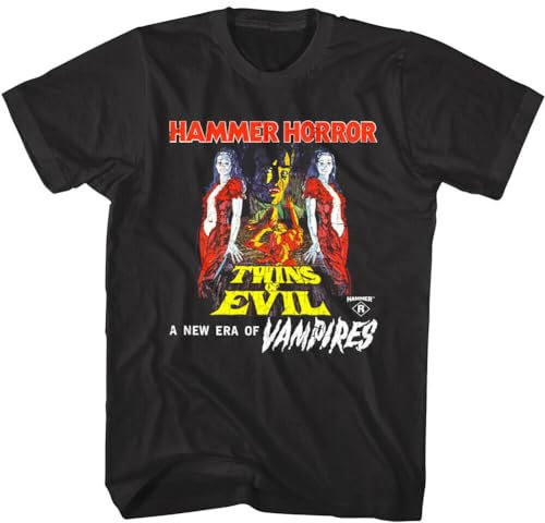 Twins of Evil Poster Men's T-Shirt Era of Vampires Movie Hammer Horror Film BlackMediumBlackM