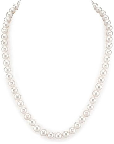 PERORNO Collier de perles de culture blanches de 5-6 mm avec fermoir en argent 925, longueur 42 cm, 5-6 mm, Argent, Perle de culture