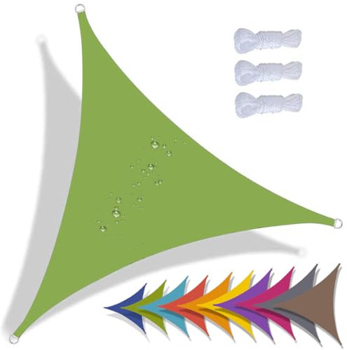 QIAQ Sonnensegel Dreieckig Wasserdicht Sonnenschutz Wetterschutz Segel Baldachin 95% UV Schutz Premium Polyester Für Balkon Terrasse Garten (6x6x6m,Grün)