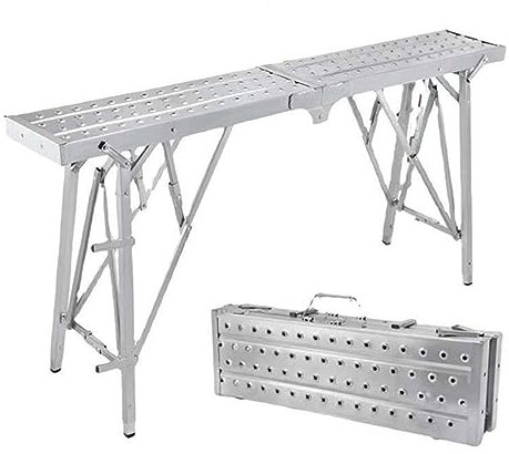 BGFYUSF Tragbares, zusammenklappbares Gerüst, multifunktionale Metallleiter, höhenverstellbar, Werkbank für den Heimbereich, Trittleitern zum Reinigen und Streichen von Decken (140 cm)