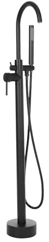 Rubinetto per vasca da bagno, 115 cm, autoportante, per singoli, case, stabilimenti balneari, piscine, palestre, saloni di bellezza, hotel, nero