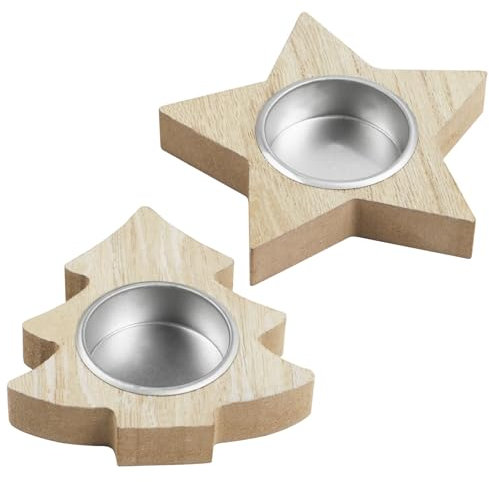 COLOFALLA 2 Stücke Weihnachtsdeko Teelichthalter Holz Weihnachten Kerzenhalten Stern Tannenbaum Weihnachten Deko Weihnachten Tischdeko Hochzeit Tischdeko Weihnachten Geschenke für Freunde