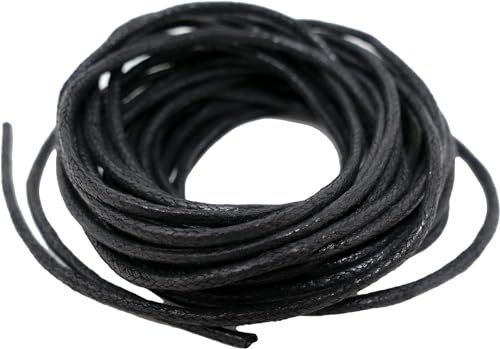 The Bead Shop Cordón de algodón encerado de 1 mm y 5 metros, color negro, macramé Shamballa, cuerda de cuentas para hacer pulseras, collares, joyas, ideal para bricolaje