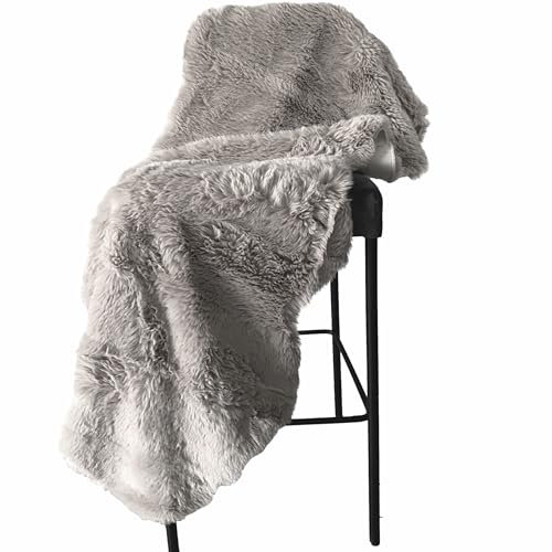 Cleanlevel EST 2016 Kunstfell Fell Imitat Teppich 180cm x 60cm Lammfellauflage Schafffell Imitat Dekofell Fellteppich Bankkissen Bettvorleger (Grau)