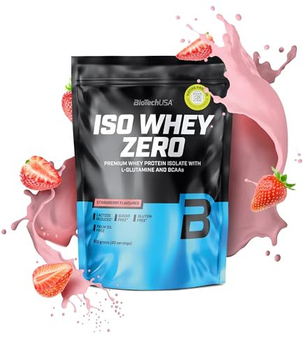 BioTechUSA Iso Whey Zero | Premium Whey Protein Isolate | Grass-Fed | Enzyme-Free | Sugar- and Gluten-Free, 500 g, Strawberry