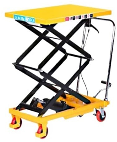 Scaffolding Ladder ﻿ Manual Hydraulic Lift Table Elevating Cart Single/Double Scissor Table Cart 0.7-1.5M Lifting Height, Mobile Elevator Lifting Platform for Warehouse Workshop Household Mobile Scaff