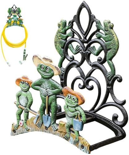 Ymxygz Gartenschlauchhalter Zur Wandmontage, Gusseisen-bewässerungsschlauchaufroller-aufhänger, Wandregal, Vintage-Frosch-landschaftsdekoration
