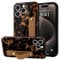 LAOPONUT for iPhone 15 Pro Case,Leopard Print Phone Case With Wrist Strap for Women Girls,Wristband Finger Holder Stand Camera Protection Soft TPU Slim Cover for iPhone 15 Pro 6.1 Inch Brown