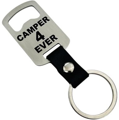 WIENS3D Flaschenöffner Schlüsselanhänger als Geschenk, mitbringsel, Geburtstag, Papa Mama Onkel Tante Kollege Freund Freundin lustig Festival (Camper 4 Ever)