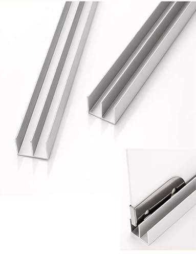 Acrylic Glass Track Aluminum Alloy Sliding Door Track Set Double Track Door Sliding Moving Track Glass Sliding Door(200cm/79in)