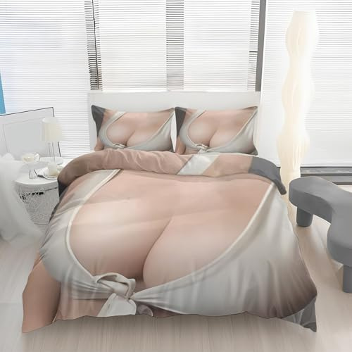 ZaopVrynx Sexy Frau Bettwäsche 135x200 Kinder Nackte Mädchen Bettbezug für Teenager Mädchen Jungen Bettwäsche-Set 2 Teilig Deckenbezug mit Reißverschluss 1 Kissenbezug